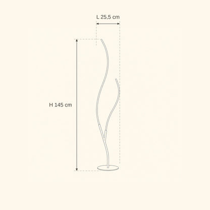 Schéma coté du lampadaire LED Ramillo, hauteur 145 cm et largeur 25,5 cm | Delvanie