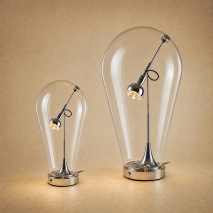 Les deux tailles de la lampe chromée côte à côte, Ø 17 et Ø 25 cm | Delvanie