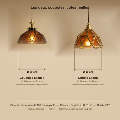 Schéma coté des deux coupoles Mosaira, Ø 20 cm et Ø 19 cm, câble de 150 cm | Delvanie