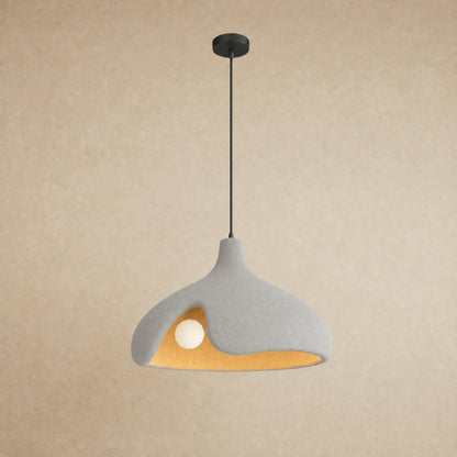 Suspension galet sablé gris clair effet pierre pour îlot de cuisine, Ø 40 cm | Delvanie