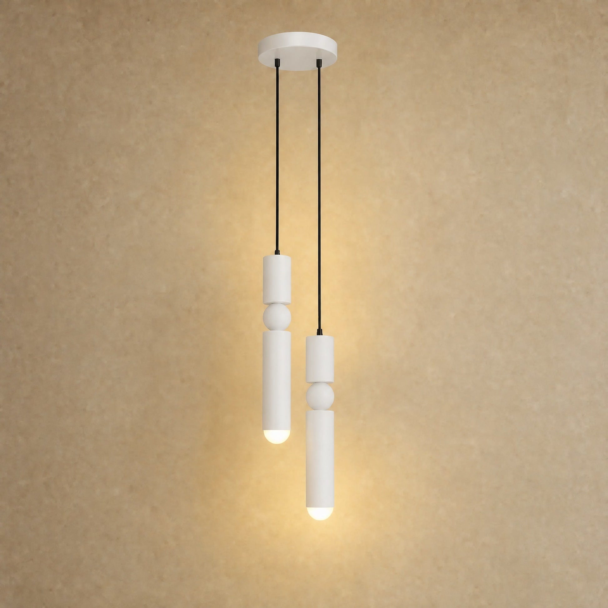 Lustre moderne Sumiro en blanc mat, version deux lumières | Delvanie