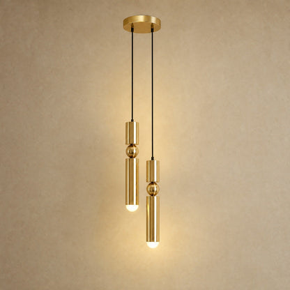 Lustre moderne Sumiro en laiton doré, version deux lumières sur une seule platine | Delvanie