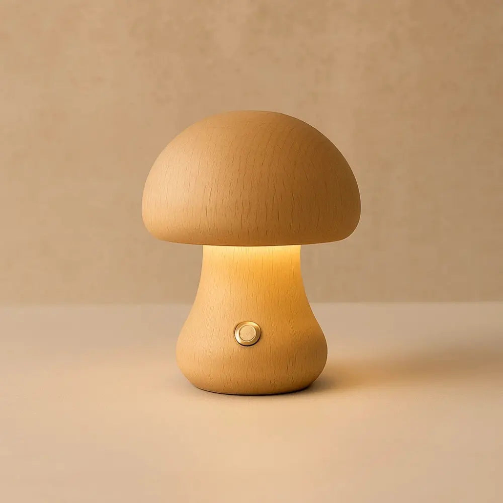 Lampe de Chevet Champignon - Éclat Bohème | Mushara - Bois / Petit |   Delvanie