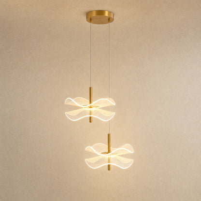 Suspension fleur Ninfélis en configuration deux têtes suspendues à hauteurs décalées | Delvanie