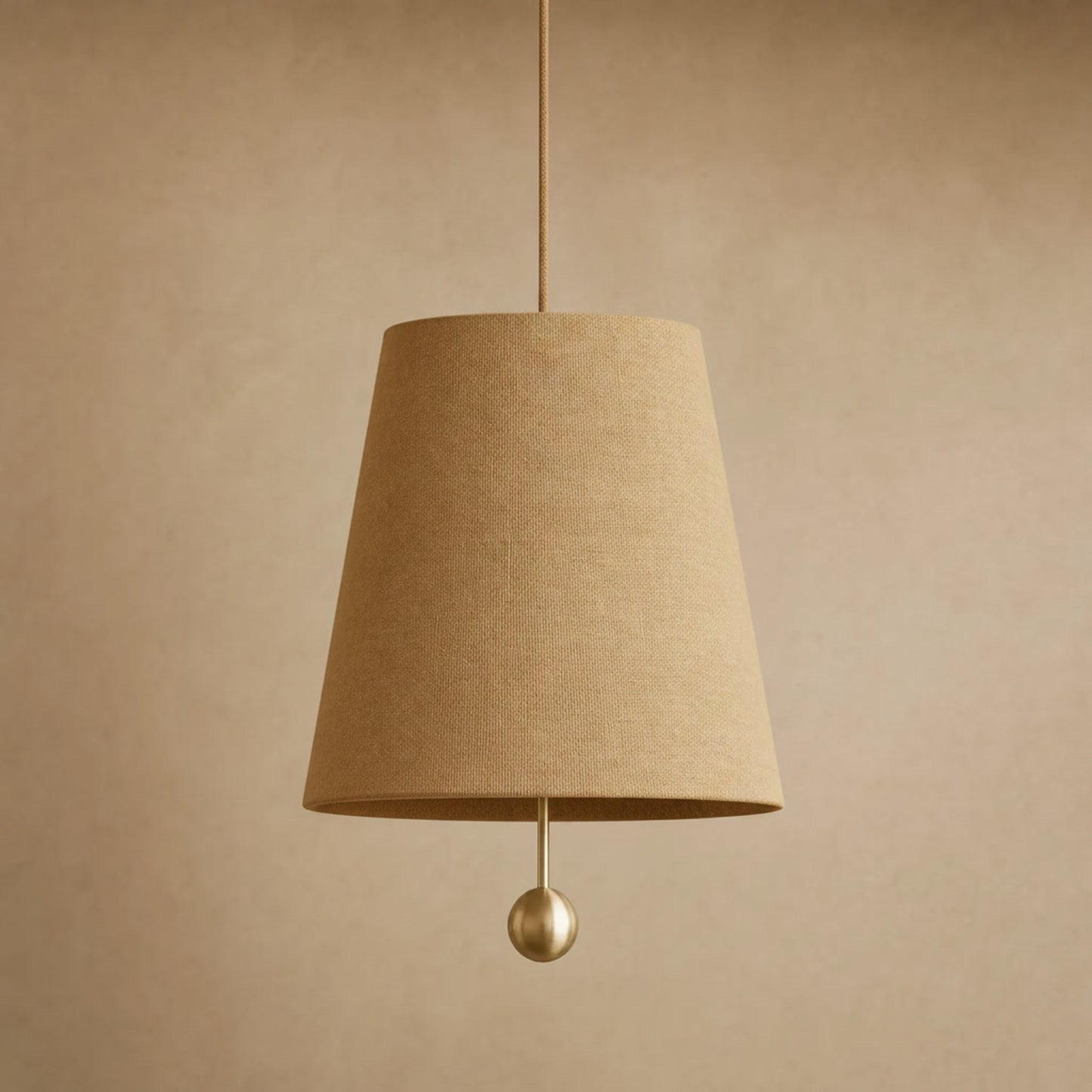 Suspension abat-jour Tissandre en toile Beige Naturel, cône Ø 30 cm | Delvanie