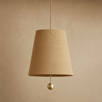 Suspension abat-jour Tissandre en toile Beige Naturel, cône Ø 30 cm | Delvanie